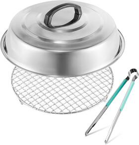 Runto 726084917545 3-piece 12-inch Round Stainless Steel Basting Cover Cooling Racks Bbq Tongs
