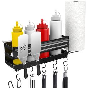 Rusfol 762765231531 3-in-1 Stainless Steel Griddle Caddy With Magnetic Bbq Utensil Strip And Pape
