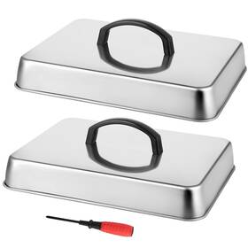 Csl-us-20230727 Sanbege 2 Pcs Griddle Basting Cover Rectangle Stainless Steel Cheese Melting Dome S