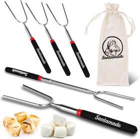 Rs26 Santamade Marshmallow Roasting Sticks Set Of 5 -telescoping Long Smores For Fire Pi