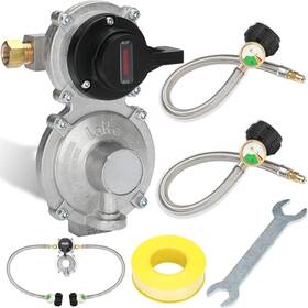 Saree 445044360339 2 Stage Changeover Propane Regulator With Two 18 Inch Pigtail Hoses And Gauge