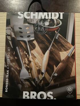 Sbq4pcas11 Schmidt Brothers Bonded Teak 4 Piece Bbq Grill Set Stainless Steel - Heavy Duty