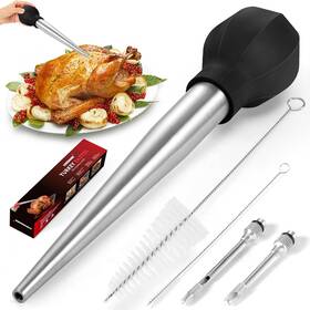 Schvubenrstbb001 Schvubenr Large Turkey Baster With Cleaning Brush And Needle - Stainless Black