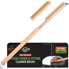 Scrubit 850059528693 26 Inch Pizza Oven Brush With Scraper Heat Resistant - Stainless-steel 2-in-1 Pi
