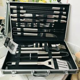 Ge002 Sharper Image 25 Piece Stainless Steel Grill Set Outdoor Camping Picnic Tool
