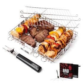 Shizzo 065006429045 Adjustable Grill Basket Barbecue Bbq Grilling Stainless Steel Fold Inch