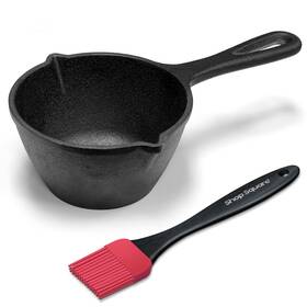 Csntrn-mltngpt15oz Shop Square Small Cast Iron Basting Pot With Silicone Bbq Brush Saucepan F
