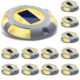 0115 Siedinlar Solar Deck Lights Driveway Dock Led Light 12 Pack Warm White
