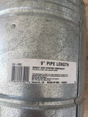 Dv-09d Simpson Direct Vent 9 Inch Pipe For Older Quadra Fire Heat-n-glo Fireplaces