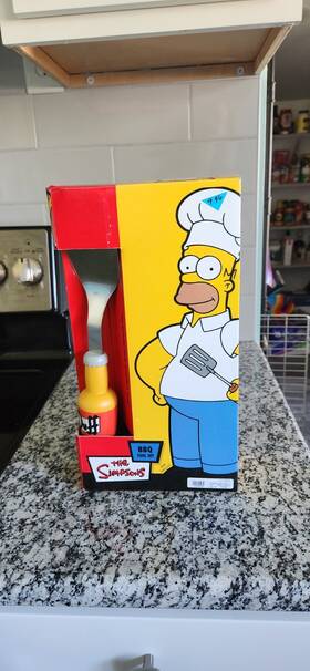 77039 Simpsons 2003 Homer Simpson Bbq Grill Tool Set Duff Beer Handles Nib New Old Stock In Box