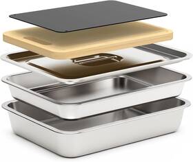 Sirozi042 Sirozi 744759019585 5pcs Grill Prep Trays Sets Stainless Steel Grilling And Serve Tray Marina