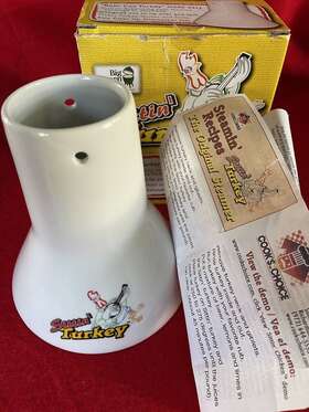 Sittin Turkey 665719301017 Big Green Egg Ceramic Vertical Roaster Sittinft Open Box New
