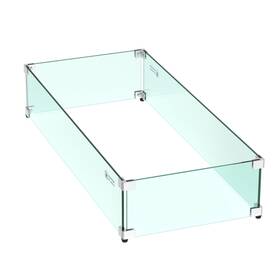 Sk-fe0036-30 Skyflame 30 X 14 Inch Rectangular Fire Pit Glass Wind Guard For Outdoor Use