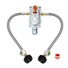 Sk-fh0219-sr Skyflame 2-stage Auto Changeover Propane Gas Rv Regulator Kit With 2pcs Gauge