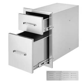 Skyshalo 313115770769 Outdoor Kitchen Drawers 20.5 Inch Flush Mount Double Bbq Access With Stain