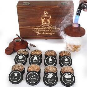 Smokeologist 197644382842 Whiskey Cocktail And Old Fashioned Smoker Dark Wood Metallic