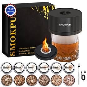 Sp02 Smokpub Electric Whiskey Smoker Kit Built In Lighter 3.6 Inches Rechargeable