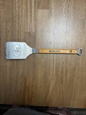 7010498 Sportula San Francisco 49ers Bbq Spatula With Bottle Opener And Wood Handle