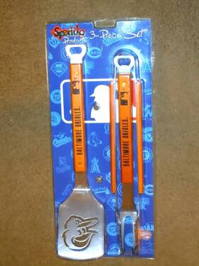 Sportula 814357011592 Rare 2012 Baltimore Orioles Mlb 3 Piece Bbq Grill Tools Tongs Spatula Fork New