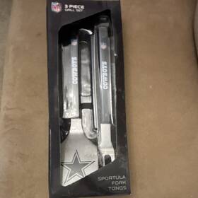 Sportula Mcb1803 Nfl Dallas Cowboys 3-piece Grill Set Spatula Fork Tongs 18 In