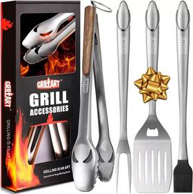Stainless 658437157578 Grillart Heavy Duty Bbq Grill Tools Set. Snake-eyes Design Steel New