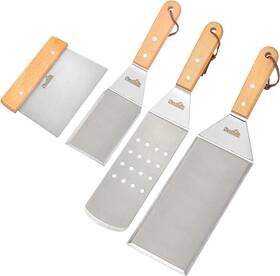 Z038-1-ss Stanbroil Metal Spatula And Bench Scraper Set For Griddle Commercial Grade Stai
