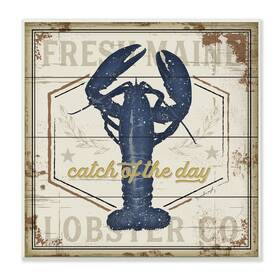 Stupell Industries 049182386939 Catch Of The Day Vintage Blue Lobster Plank Pattern Designed By Jennifer Pug