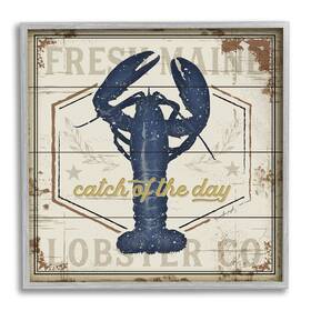 Stupell Industries 049182386991 Catch Of The Day Vintage Blue Lobster Plank Pattern Designed By Jennifer Pug