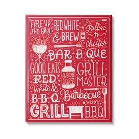 Stupell Industries 196216194104 Fire Up Grill Summer Bbq Phrases Red White Designed By Amanda Mcgee Canvas W