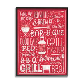 Stupell Industries 196216194135 Fire Up Grill Summer Bbq Phrases Red White Designed By Am