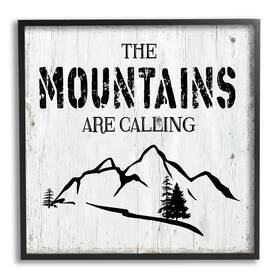 Stupell Industries 196216402131 Mountains Are Calling Rustic Phrase Distressed Plank Pattern Black Framed Wal
