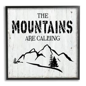 Stupell Industries 196216402148 Mountains Are Calling Rustic Phrase Distressed Plank Pattern Black Framed Wal