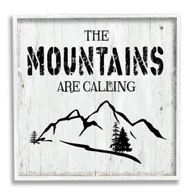 Stupell Industries 196216402193 Mountains Are Calling Rustic Phrase Distressed Plank Pattern White Framed Wal