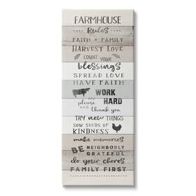 Stupell Industries 196216402971 Farmhouse Rules Inspirational Family Phrases Striped Plank Pattern Canvas Wal