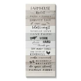 Stupell Industries 196216402995 Farmhouse Rules Inspirational Family Phrases Striped Plank Pattern Canvas Wal