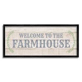 Stupell Industries 196216403350 Welcome To The Farmhouse Phrase Country Plank Pattern Black Framed Wall Art