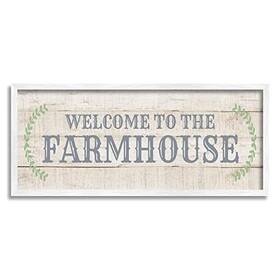 Stupell Industries 196216403398 Welcome To The Farmhouse Phrase Country Plank Pattern White Framed Wall Art