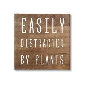 Stupell Industries 197081086020 Easily Distracted By Plants Rustic Plank Patterned Text Design Daphne Pol