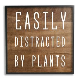 Stupell Industries 197081086051 Easily Distracted By Plants Rustic Plank Patterned Text Design Daphne Pol