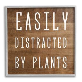 Stupell Industries 197081086082 Easily Distracted By Plants Rustic Plank Patterned Text Design Daphne Pol