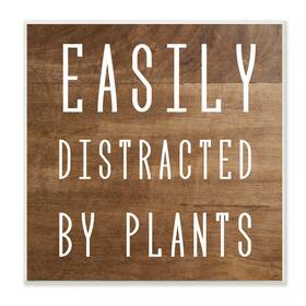 Stupell Industries 197081086136 Easily Distracted By Plants Rustic Plank Patterned Text Design Daphne Pol