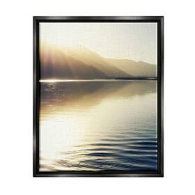 Stupell Industries 197081257468 Quiet Mountain Lake Water Ripples Sunrise Rays Floating Framed Wall Art Desi