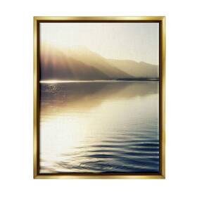 Stupell Industries 197081257475 Quiet Mountain Lake Water Ripples Sunrise Rays Floating Framed Wall Art Desi
