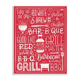 Ai-655 Stupell Industries 13x19 Fire Up The Grill Summer Bbq Phrase Wall Plaque Red White Decor