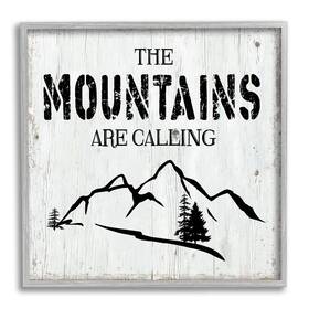 Ak-051 Stupell Industries 24x24 Rustic Mountains Wall Art Distressed Grey Plank Off-white Frame