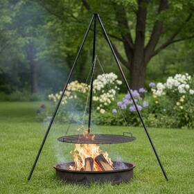 Nph-3911 Sunnydaze 30 Inch Powder-coated Steel Fire Pit Tripod Grilling Set For Cooking By