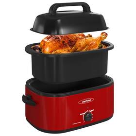 Sunvivi 795276249603 22 Quart Electric Roaster Oven Turkey With Lid Quarts Red