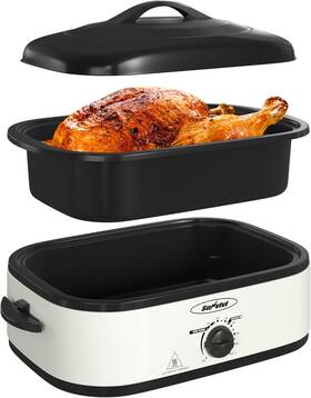 Zer007sl-11-sv-3 Sunvivi Electric Roaster Oven With Self-basting Lid 14-quart 14qt White