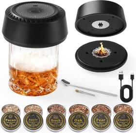 Xcm-0702a Suohayu Electric Whiskey Smoker Kit Rechargeable Cocktail With 6 Wood Chips