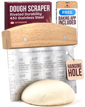 Sb-wds-s1 Superbaking Dough Scraper 6 Inch Wooden Bench Cutter With Ruler Pastry And Cak